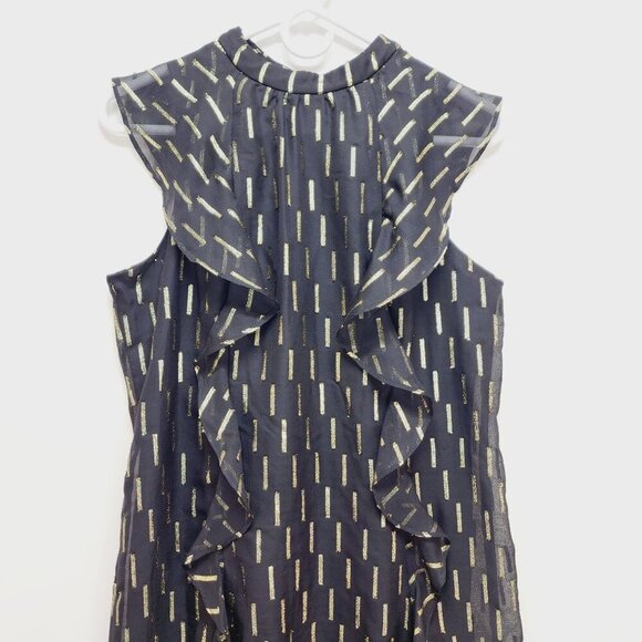 WorthingtoMid Dress Womens Sleeveless Black Metallic Ruffle Size 6 - Picture 12 of 14